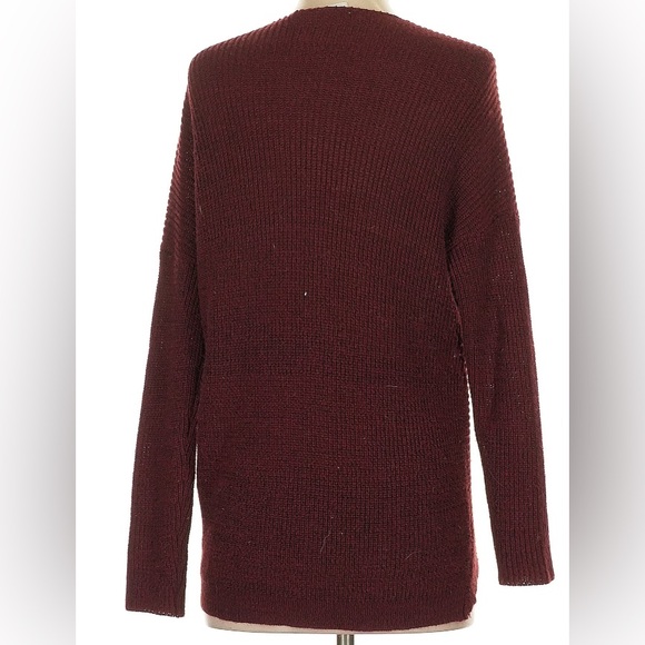 Astr Deep Red V-Neck Wrap Sweater - Picture 2 of 3